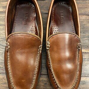LL Bean Men's Size 7.5 Bay Mocs Brown Leather Mule Loafers Shoes NWOT